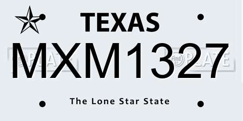 MXM1327 Texas License Plate