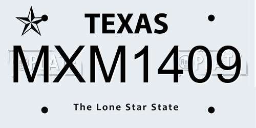 MXM1409 Texas License Plate