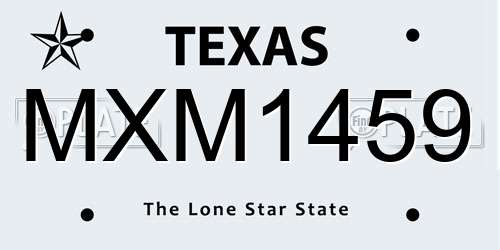 MXM1459 Texas License Plate