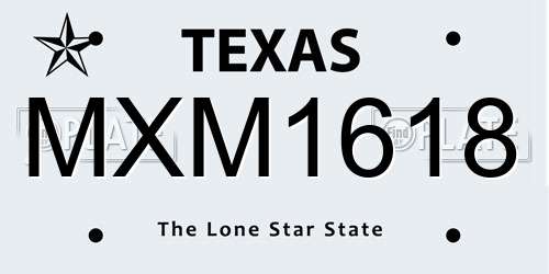 MXM1618 Texas License Plate