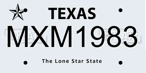 MXM1983 Texas License Plate