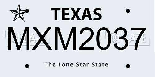 MXM2037 Texas License Plate
