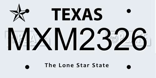 MXM2326 Texas License Plate
