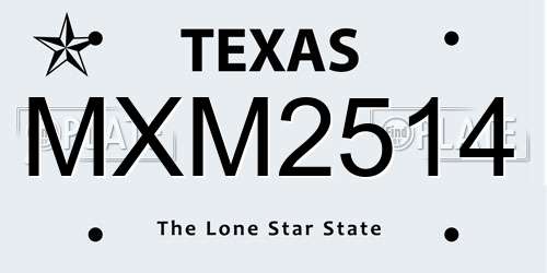 MXM2514 Texas License Plate