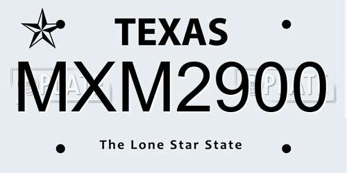 MXM2900 Texas License Plate