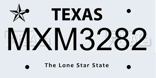 MXM3282 Texas License Plate