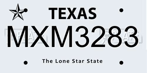 MXM3283 Texas License Plate