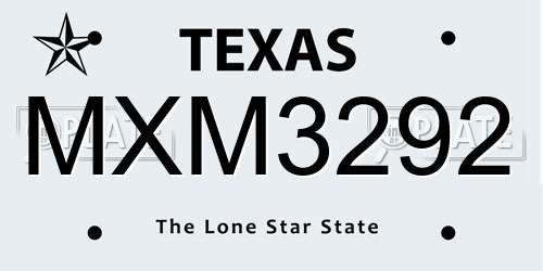 MXM3292 Texas License Plate