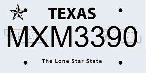 MXM3390 Texas License Plate