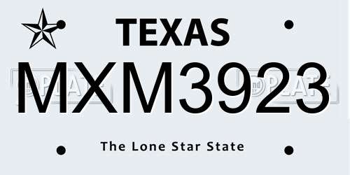 MXM3923 Texas License Plate