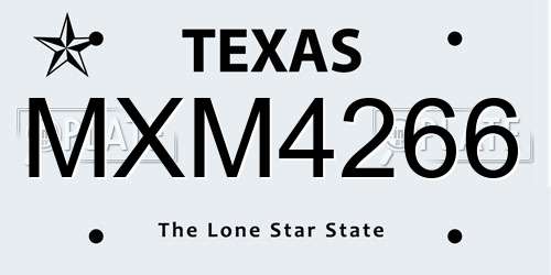 MXM4266 Texas License Plate