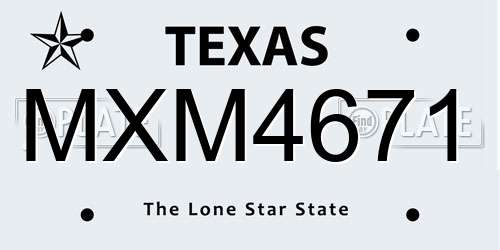 MXM4671 Texas License Plate