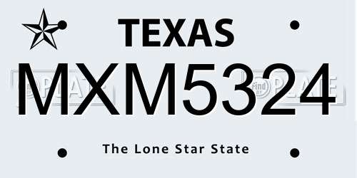 MXM5324 Texas License Plate