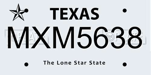 MXM5638 Texas License Plate