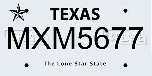 MXM5677 Texas License Plate