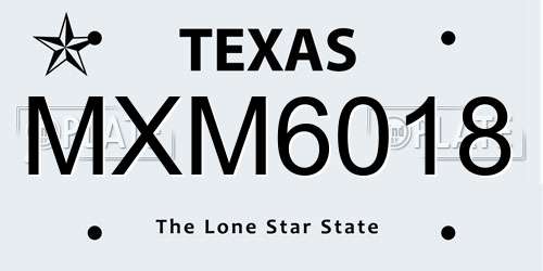 MXM6018 Texas License Plate