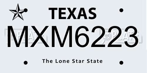 MXM6223 Texas License Plate