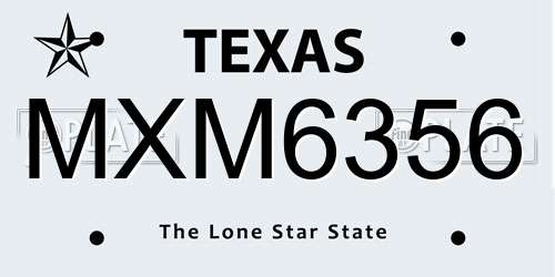 MXM6356 Texas License Plate