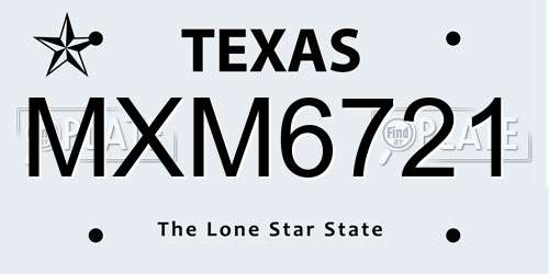 MXM6721 Texas License Plate