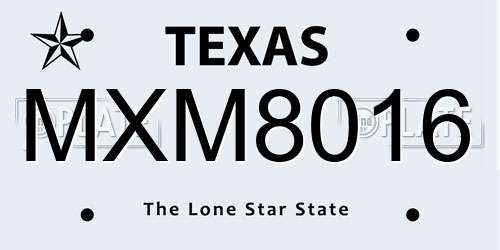 MXM8016 Texas License Plate
