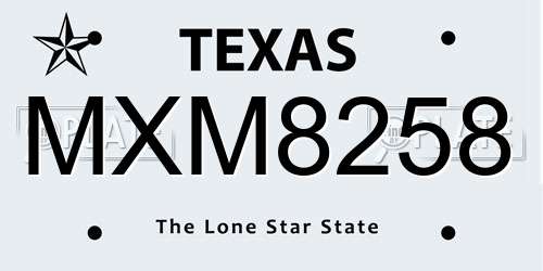 MXM8258 Texas License Plate