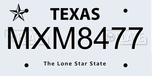 MXM8477 Texas License Plate