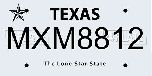 MXM8812 Texas License Plate