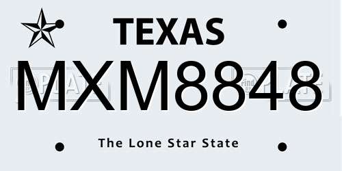 MXM8848 Texas License Plate
