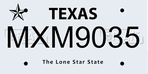MXM9035 Texas License Plate