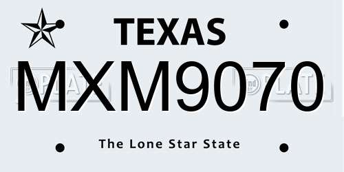 MXM9070 Texas License Plate
