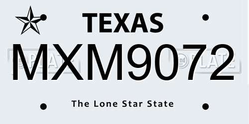 MXM9072 Texas License Plate