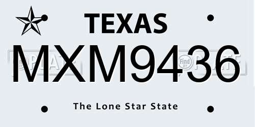 MXM9436 Texas License Plate
