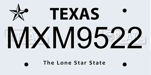 MXM9522 Texas License Plate