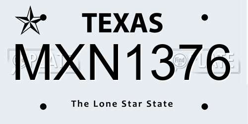 MXN1376 Texas License Plate