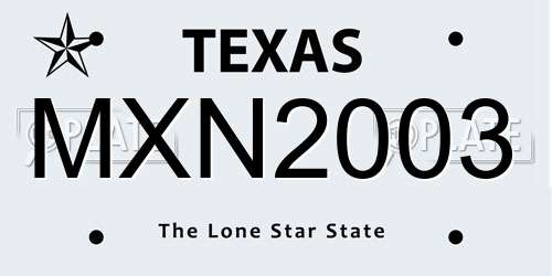 MXN2003 Texas License Plate