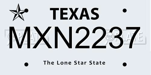 MXN2237 Texas License Plate