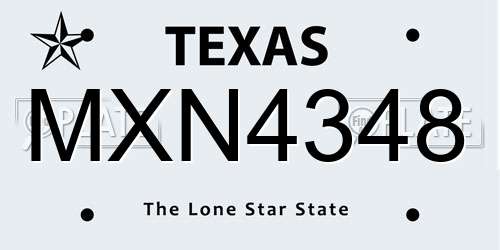 MXN4348 Texas License Plate
