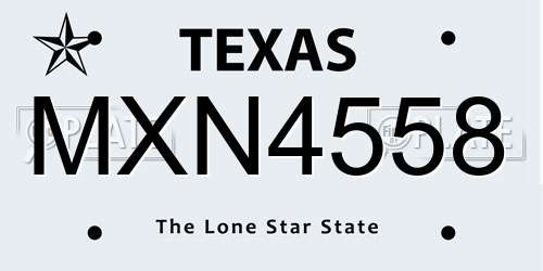 MXN4558 Texas License Plate
