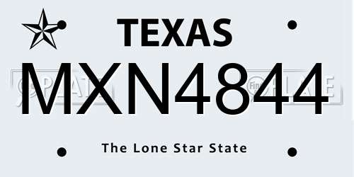 MXN4844 Texas License Plate