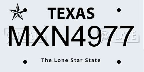 MXN4977 Texas License Plate