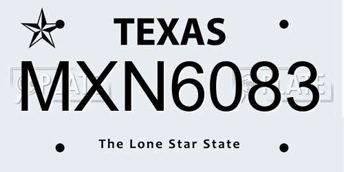 MXN6083 Texas License Plate
