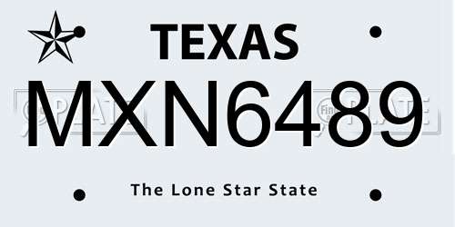 MXN6489 Texas License Plate