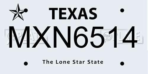 MXN6514 Texas License Plate