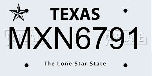 MXN6791 Texas License Plate
