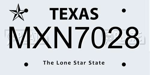MXN7028 Texas License Plate