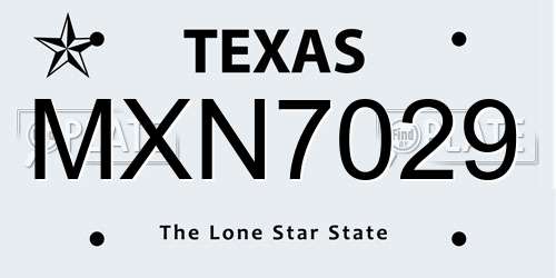 MXN7029 Texas License Plate