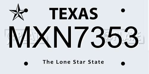MXN7353 Texas License Plate
