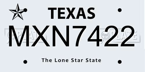 MXN7422 Texas License Plate