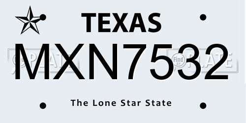 MXN7532 Texas License Plate