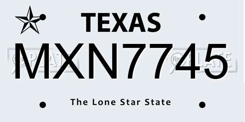 MXN7745 Texas License Plate